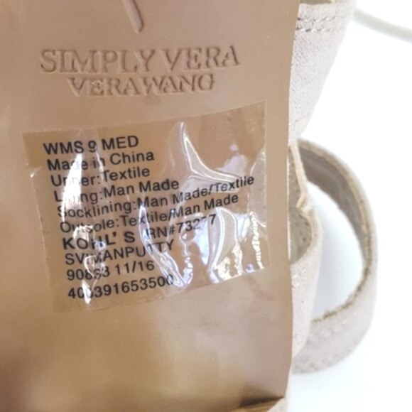 Simply Vera Vera  Wang Women's 9M Tan Open Toe & Back Lace up 3.5" Heel Sandals - Picture 3 of 12